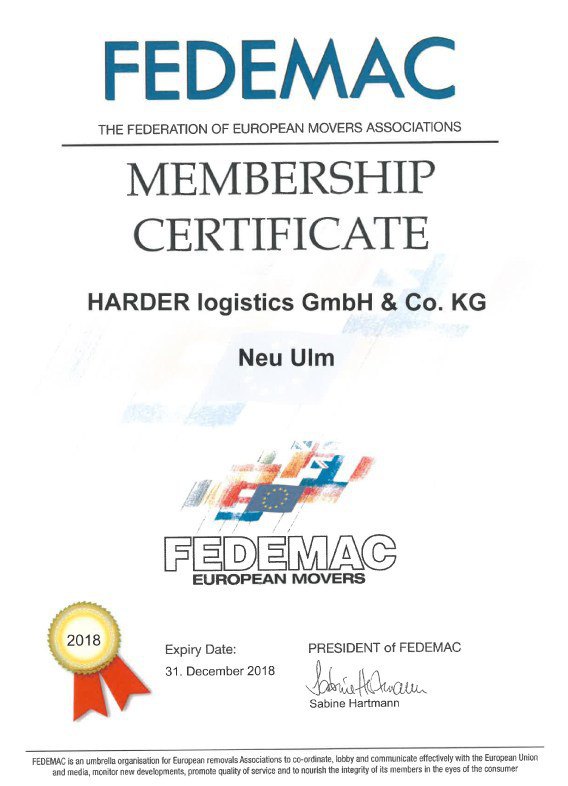 FEDAMAC Zertifikat Harder